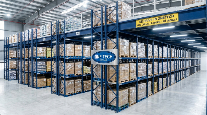 Hệ thống kệ drive in nhiều tầng lưu trữ pallet