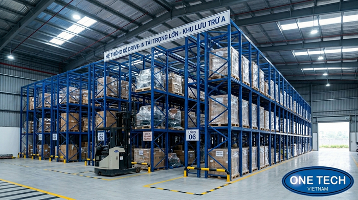 Kệ drive in sơn tĩnh điện cho kho tải trọng nặng