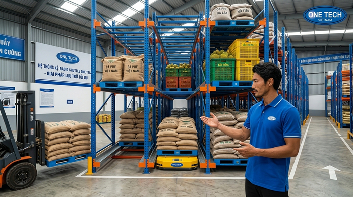Kệ Radio Shuttle Đắk Lắk ứng dụng cho kho nông sản mùa vụ