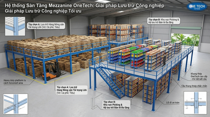 Bản vẽ 3D thiết kế kệ sàn mezzanine cho kho Đắk Lắk