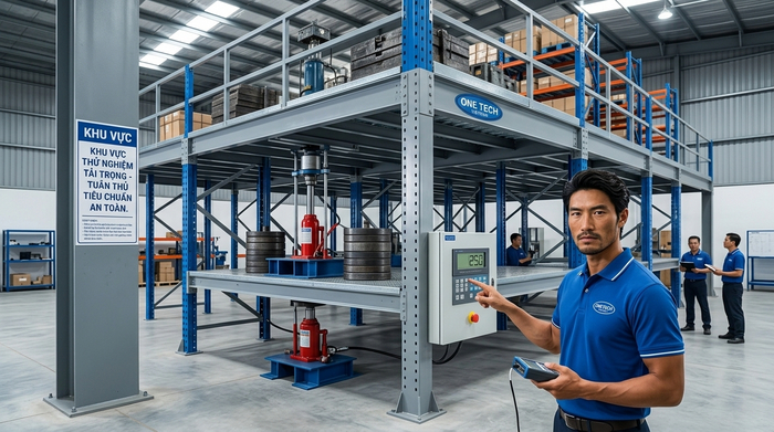 Kiểm tra tải trọng hệ thống kệ sàn mezzanine trước khi sử dụng