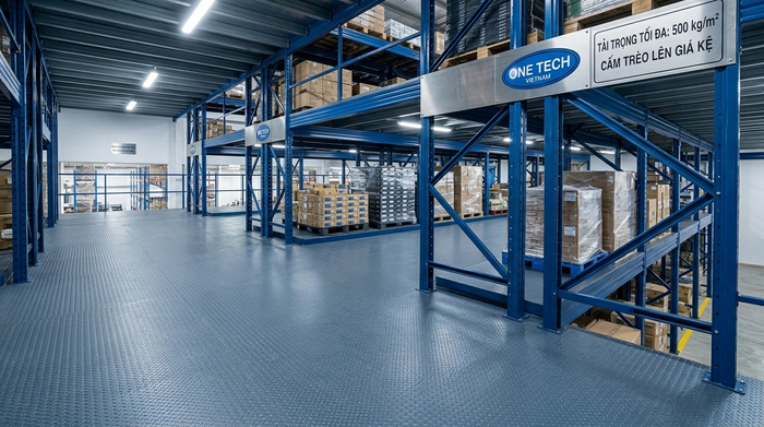 Mặt sàn chống ẩm dùng cho kệ mezzanine tại kho Đắk Lắk