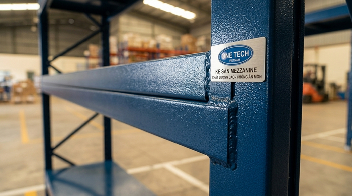 Bề mặt kệ mezzanine sơn tĩnh điện chống gỉ cho kho Đắk Lắk