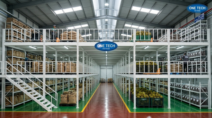 Kệ sàn mezzanine Đắk Lắk lắp đặt trong kho hàng cao tầng
