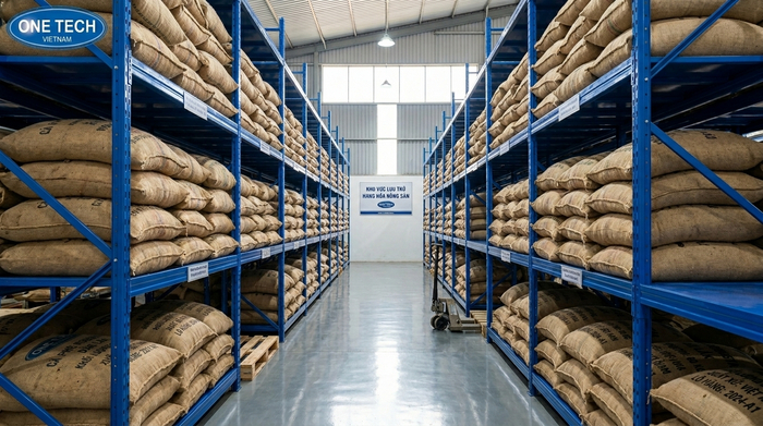 Kệ trung tải kho cà phê Đắk Lắk Kệ trung tải lưu trữ bao cà phê trong kho nông sản Đắk Lắk