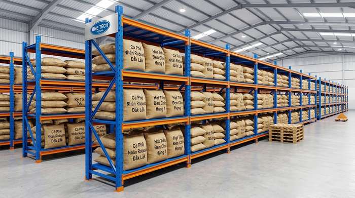Kệ trung tải cho kho nông sản ở Đắk Lắk Kệ trung tải cho kho nông sản cà phê và hồ tiêu tại Đắk Lắk