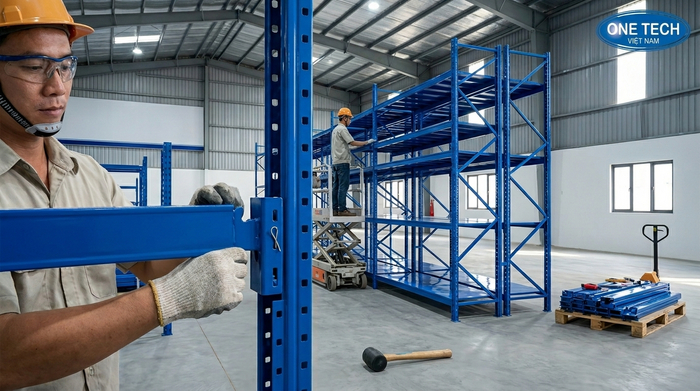 Lắp đặt kệ trung tải Đắk Lắk đúng kỹ thuật Thi công lắp đặt kệ trung tải tại kho hàng Đắk Lắk