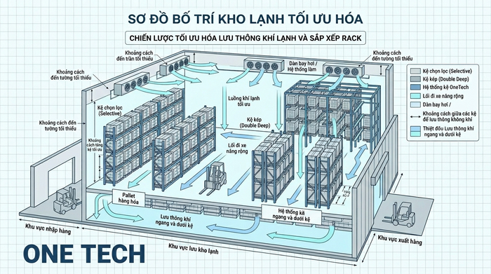 Layout kệ kho lạnh tối ưu không gian tại Đắk Lắk Sơ đồ bố trí kệ kho lạnh tối ưu luồng khí