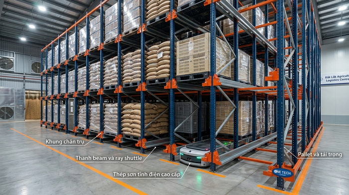 Thông số thiết kế kệ Radio Shuttle Đắk Lắk theo pallet và tải trọng
