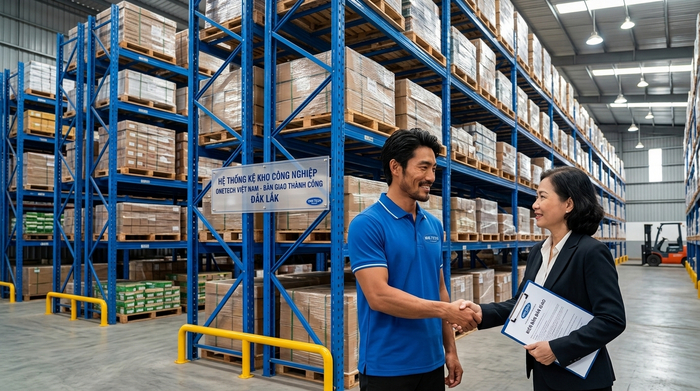 Bàn giao kệ kho trung chuyển Đắk Lắk Bàn giao hệ thống kệ kho trung chuyển Đắk Lắk sau lắp đặt