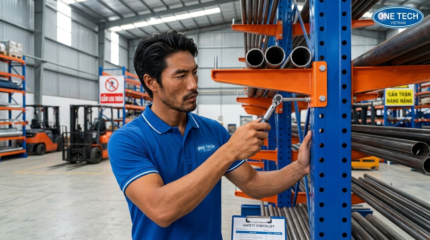 Bảo trì kệ tay đỡ Đắk Lắk kiểm tra bulong tay đỡ và lớp sơn tĩnh điện