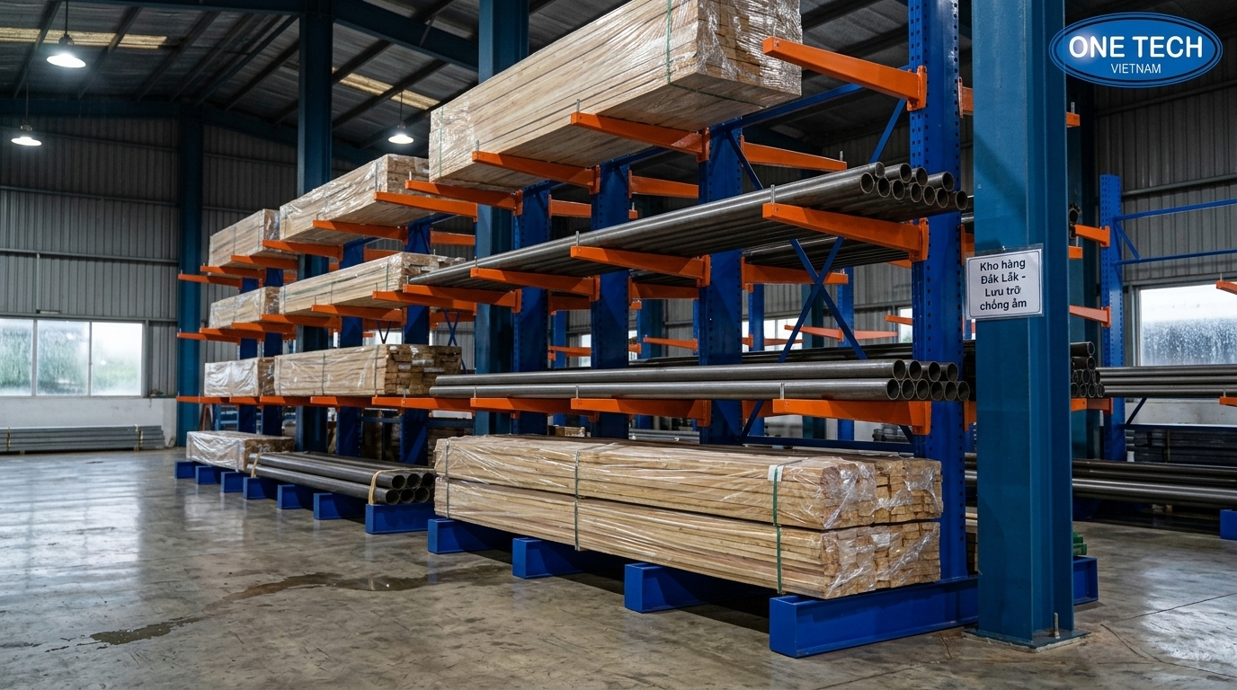 Kệ kho chịu ẩm tại Đắk Lắk giúp hàng hóa tránh tiếp xúc nền trong mùa mưa