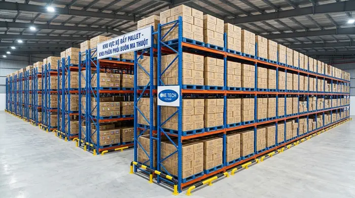 Kệ Push Back kho phân phối Buôn Ma Thuột Kệ Push Back cho kho phân phối hàng hóa tại Buôn Ma Thuột