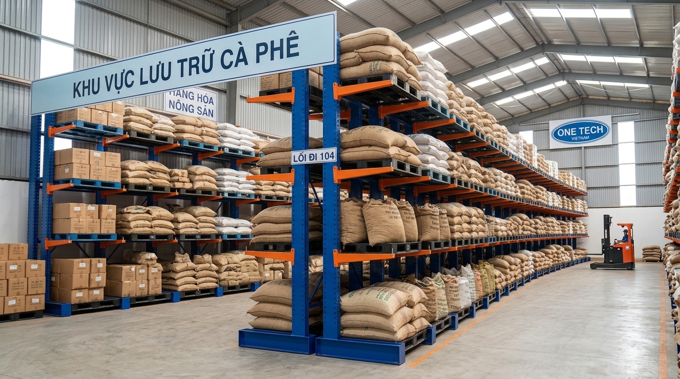 Kệ tay đỡ Buôn Ma Thuột dùng trong kho cà phê và bao bì nông sản