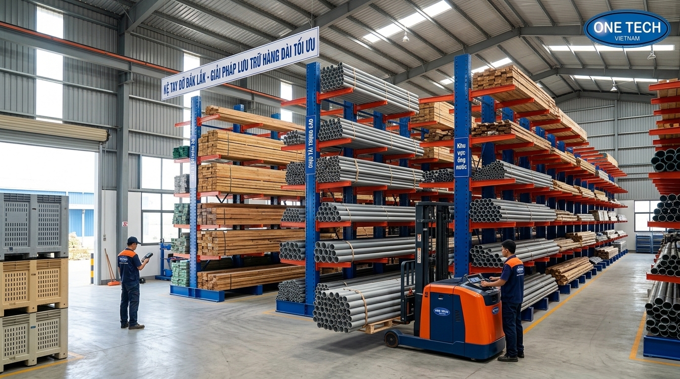 Kệ tay đỡ Đắk Lắk lắp trong kho nông sản thông thoáng và chịu tải tốt