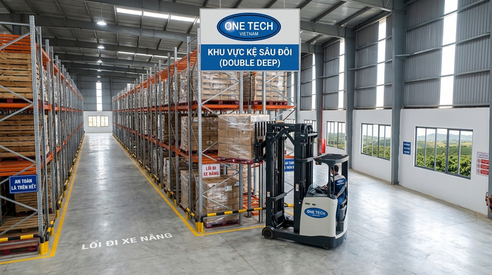Layout tối ưu kệ Double Deep Đắk Lắk Layout kệ Double Deep Đắk Lắk tối ưu lối đi xe nâng