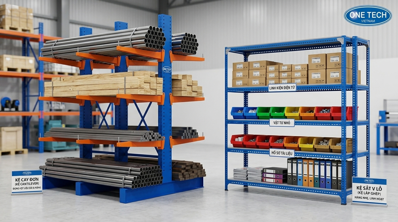 Phân biệt kệ tay đỡ Đắk Lắk và kệ sắt v lỗ cho từng loại hàng hóa