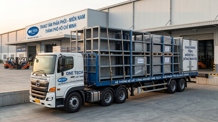 Mẫu xe chuyên dụng vận chuyển kệ sắt đi tỉnh