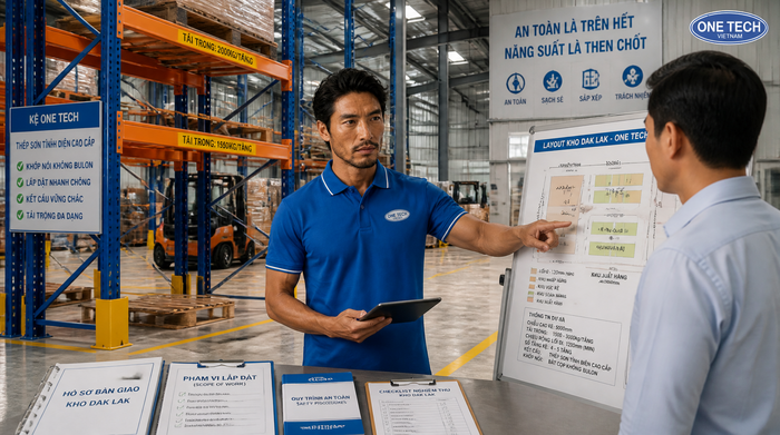 Bàn giao kệ kho logistics Đắk Lắk và hướng dẫn sử dụng an toàn