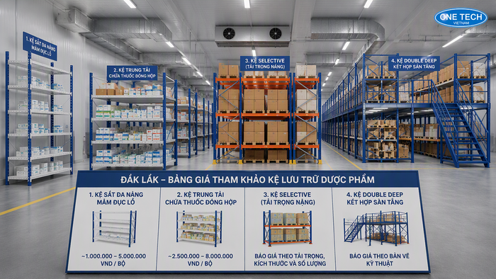 Báo giá tham khảo kệ kho dược phẩm Đắk Lắk