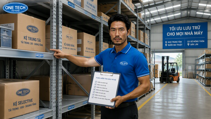 Kệ kho hàng Đắk Lắk trực thuộc OneTech tư vấn giải pháp lưu trữ phù hợp từng mặt bằng