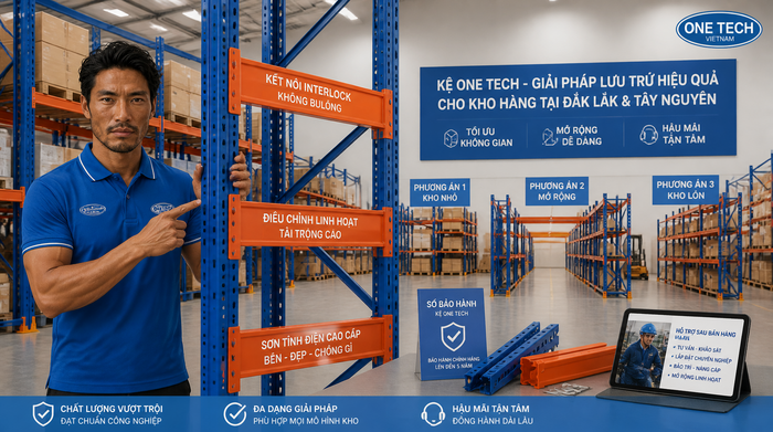 Kệ kho hàng Đắk Lắk trực thuộc OneTech Group tư vấn hệ kệ logistics