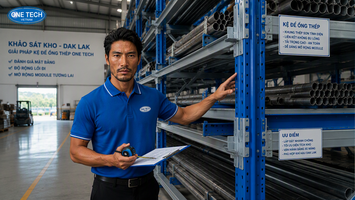 Khảo sát kho lắp kệ để ống thép Đắk Lắk Khảo sát kho trước khi lắp kệ để ống thép tại Đắk Lắk
