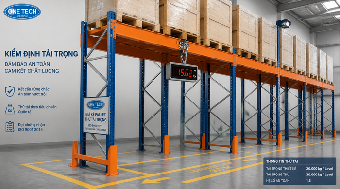 Kiểm tra tải trọng kệ kho logistics trước khi bàn giao