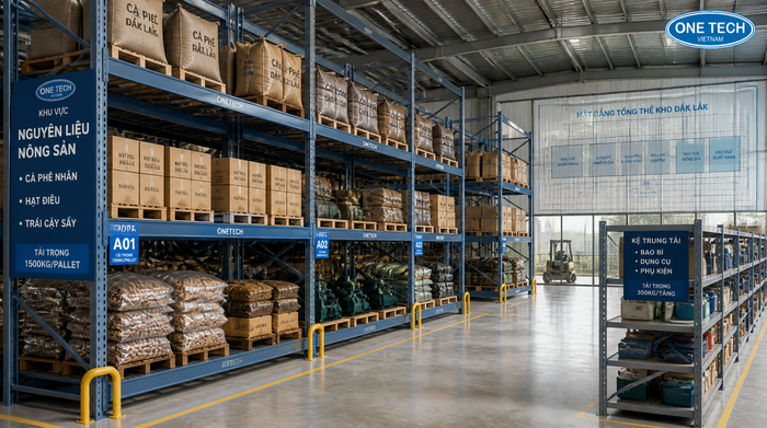 Bản vẽ layout kệ kho logistics cho kho nông sản Đắk Lắk