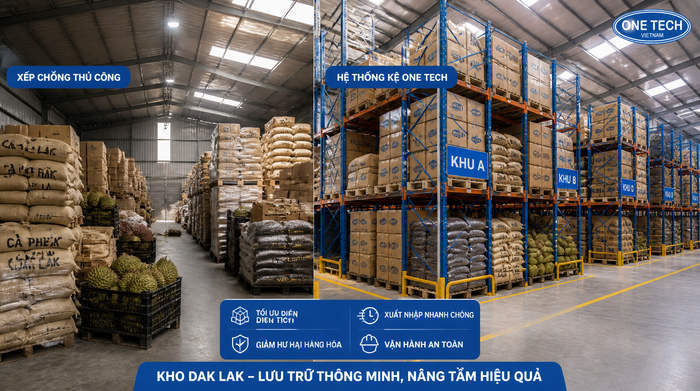 So sánh xếp hàng thủ công và sử dụng kệ kho logistics Đắk Lắk