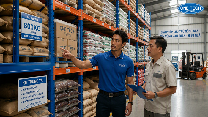 Kho nông sản tại Đắk Lắk cần hệ thống kệ chứa hàng chắc chắn và thông thoáng