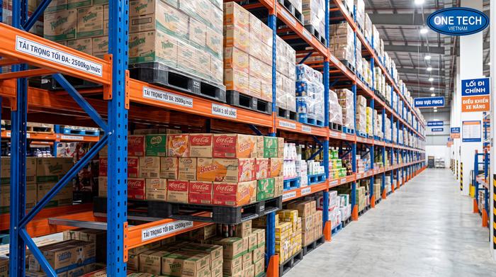 Kệ pallet racking cho kho hàng tiêu dùng nhanh Kệ pallet racking công nghiệp cho kho FMCG tại Đắk Lắk