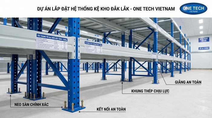 Thi công lắp đặt kệ kho FMCG tại Đắk Lắk Lắp đặt kệ kho FMCG Đắk Lắk theo quy trình an toàn
